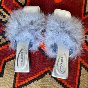 Jeffrey Campbell Crush On U Feathered Sandals 7.5